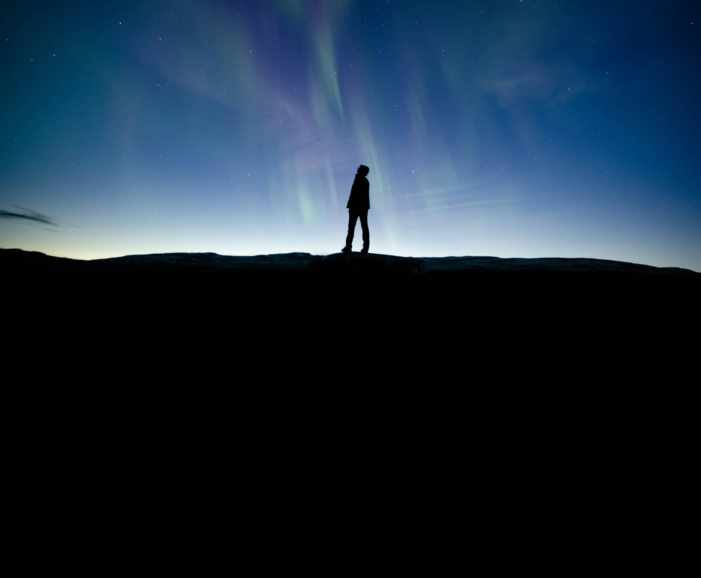 Person in the snowy mountains